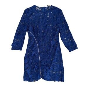 Self-Portrait‬ ‪Blue Zip Lily Guipure Lace Dress Size US 8